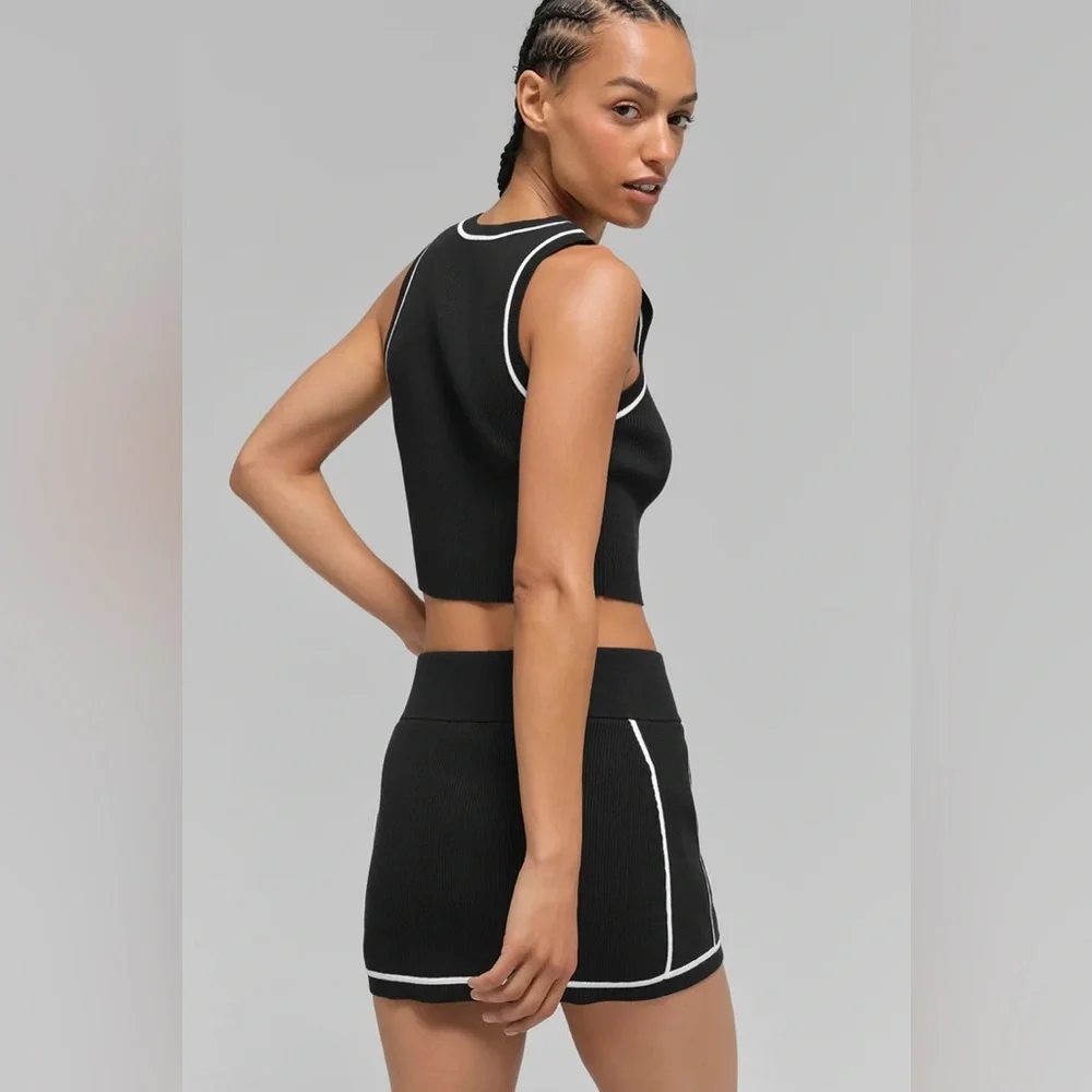 Alo Yoga Ribbed Sweater Knit Highline Mini Skirt S